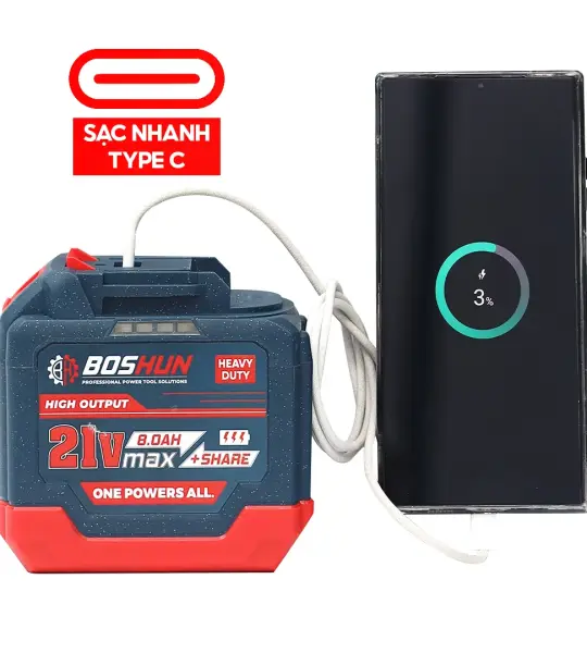 PIN SẠC BOSSUN BS-CB8000 21V 8AH 20 CELL – DÒNG XẢ 5C, MẠCH 4 MOSFET