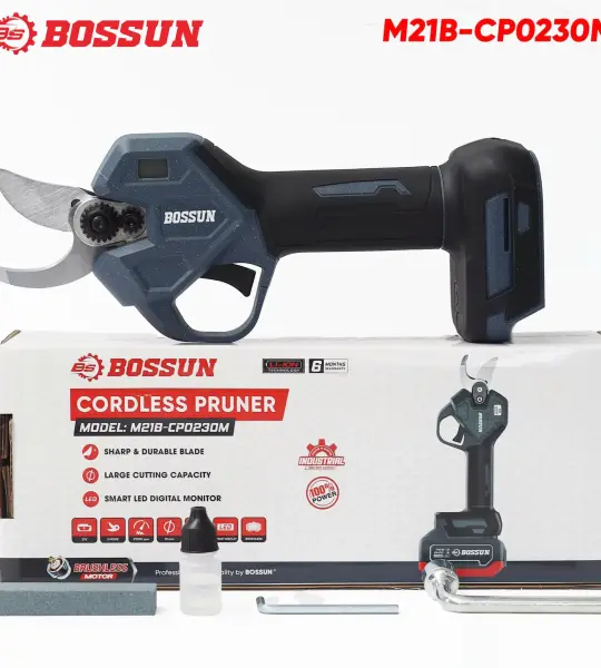 KÉO CẮT CÀNH BOSSUN M21B-CP0230M 21V – Brushless, lưỡi SK5, cắt cành tới 30mm