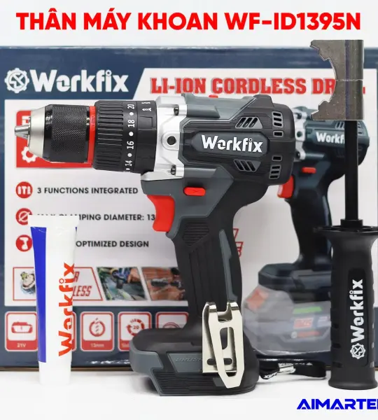 MÁY KHOAN WORKFIX WF-ID1395N 21V – BRUSHLESS, LỰC SIẾT 95NM, 3 CHỨC NĂNG