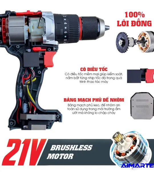MÁY KHOAN WORKFIX WF-ID1395N 21V – BRUSHLESS, LỰC SIẾT 95NM, 3 CHỨC NĂNG