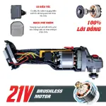 Máy mài góc pin WORKFIX WF-AG100ATC 21V – Brushless, 3 tốc độ, Anti-Kickback