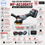 Máy mài góc pin WORKFIX WF-AG100ATC 21V – Brushless, 3 tốc độ, Anti-Kickback