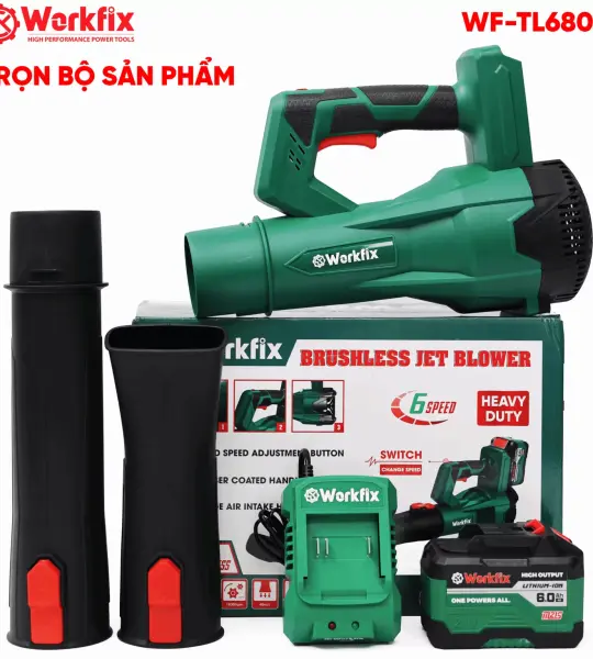 Máy Thổi Lá Workfix WF-TL680BL – Không Chổi Than, 6 Tốc Độ, Lưu Lượng Gió 680m³/h